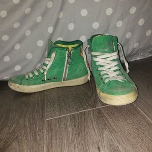 Leather Crown Distressed Green Sneakers Fits Size6
